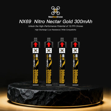NewBeeDrone Nitro Nectar NX69 300mAh 1S 80C HV LiPo Battery 4xBatteries