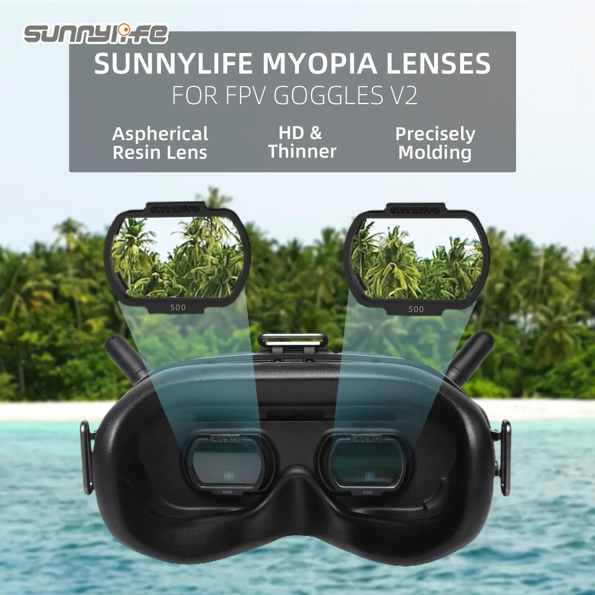 dji fpv goggles corrective lenses Sunnylife Corrective Lenses Myopia Nearsighted Glasses Aspherical Resin  Lenses Accessories for DJI FPV Goggles V2