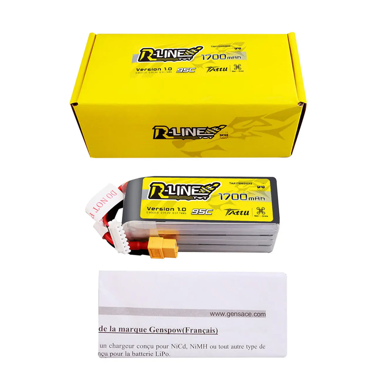 Tattu X NewBeeDrone R-Line 1700mAh 22.2V 95C 6S1P Lipo Battery Pack