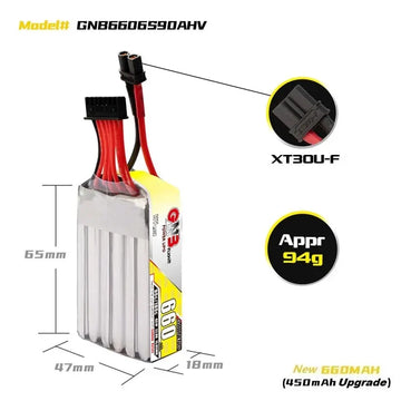 GNB 660mAh 22.8V 6S 90C  HV Lipo Battery - XT30