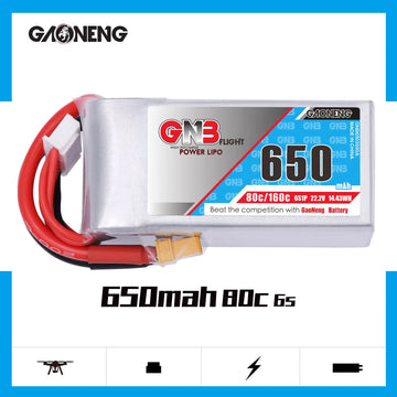 GNB 650mAh 22.2v 6S 80C - XT30 Lipo Battery - NewBeeDrone