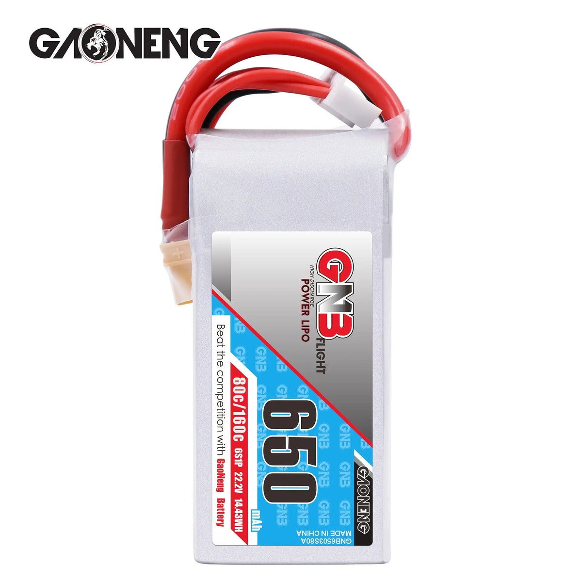 GNB 650mAh 22.2v 6S 80C - XT30 Lipo Battery - NewBeeDrone