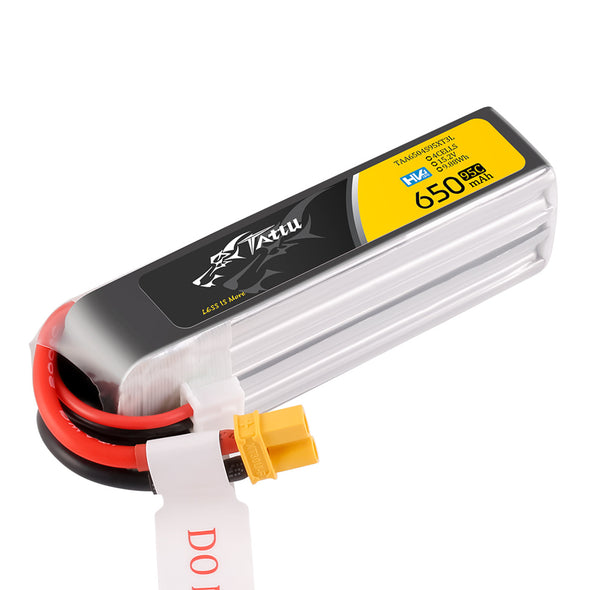 Tattu 650mAh 15.2V High Voltage 95C 4S1P Lipo Battery Pack with XT30 Plug - Long Pack