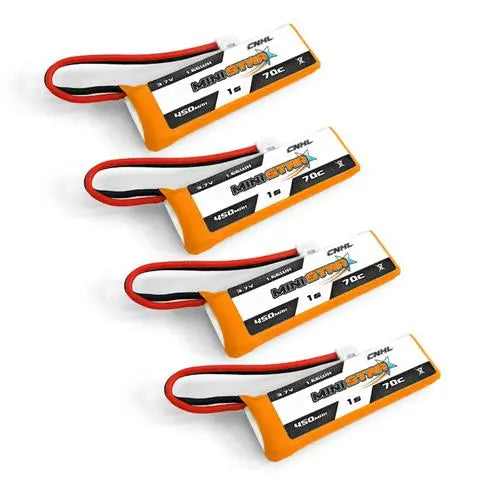 CNHL ministar 450mah 3.7v 1s 70c lipo battery with ph 2.0 (4 pack) - NewBeeDrone