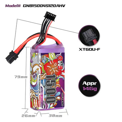 GNB 4S 1500MAH 15.2V 120C XT60 HV High Voltage LiHV Drone FPV Light Weight Competition Racing Pack