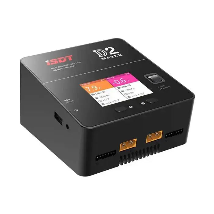 ISDT D2 Mark 2 LiPo Battery Balance Charger,Dual 200W 12A AC Channel Output Charger - NewBeeDrone