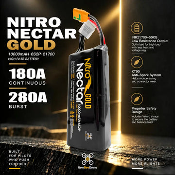 NewBeeDrone Nitro Nectar GOLD 50XG 21700 10000mAh 6S2P High Rate Battery