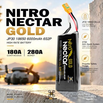 NewBeeDrone Nitro Nectar GOLD JP30 18650 6000mAh 6S2P High Rate Battery