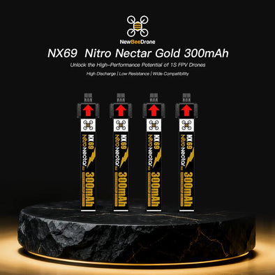 NewBeeDrone Nitro Nectar NX69 300mAh 1S 80C HV LiPo Battery 4xBatteries