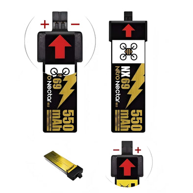 NewBeeDrone Nitro Nectar NX69 550mAh 1S 80C HV LiPo Battery 2xBatterie
