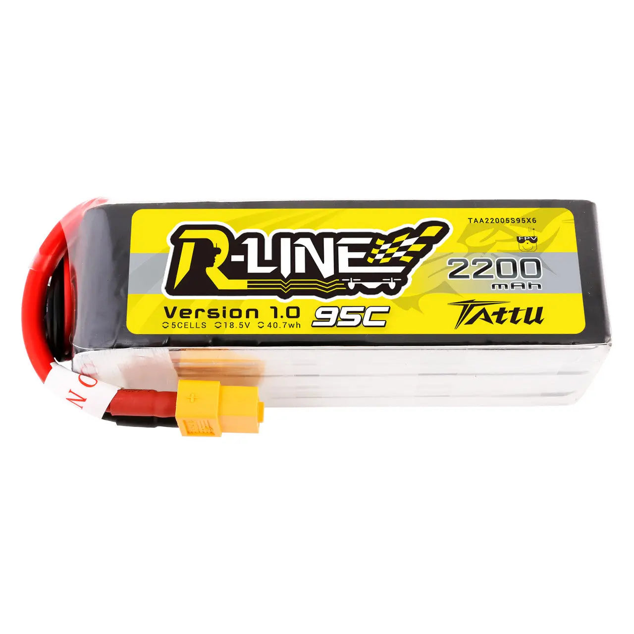 Tattu R-Line 6S Lipo Battery 1400mAh 22.2V 120C With XT60 Plug - For FPV Racing Drones, High Performance