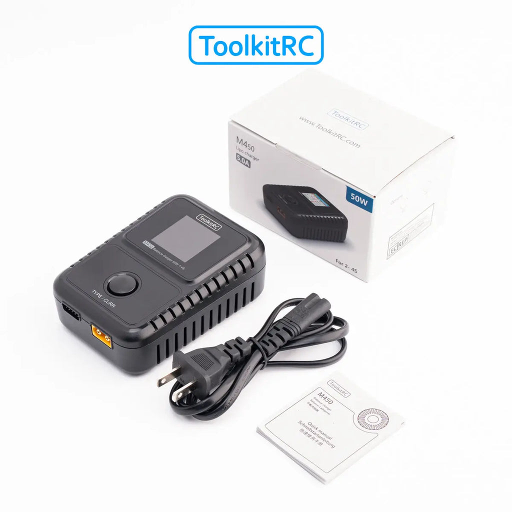 ToolkitRC M450 AC 50W/5A 2~4S smart balance charger LiPo LiHV LiFe ToolkitRC