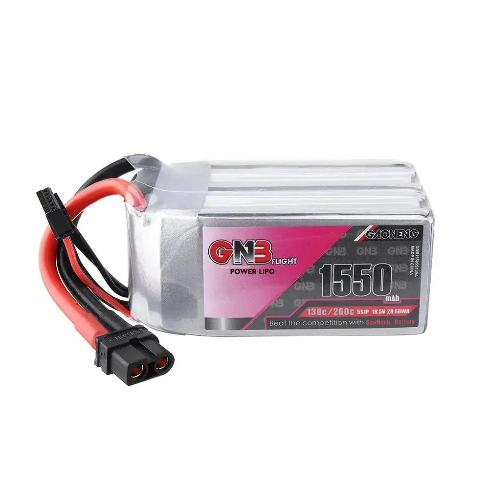 GNB 1550mAh 18.5v 5S 130C - XT60 Lipo Battery with Plastic Plate - NewBeeDrone