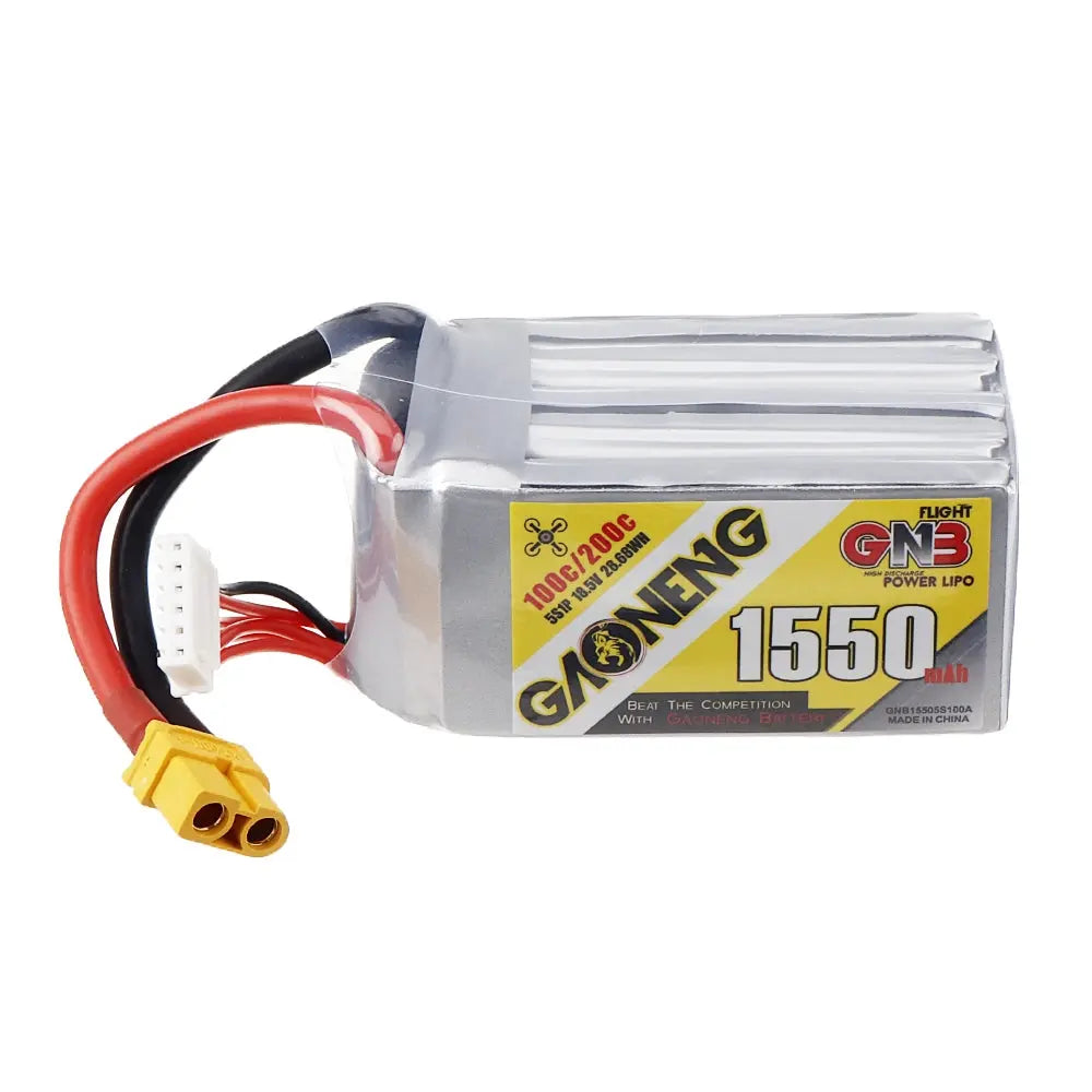 GNB 1550mAh 18.5v 5S 100C - XT60 Lipo Battery with Plastic Plate - NewBeeDrone