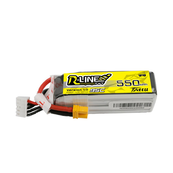 Tattu R-Line 550mAh 14.8V 95C 4S1P Lipo Battery Pack with XT30 Plug