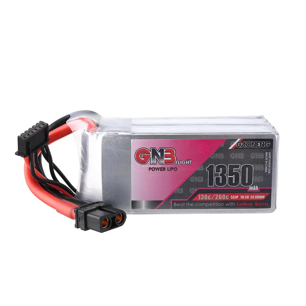 GNB 1350mAh 18.5v 5S 130C - XT60 Lipo Battery w/ Plastic Plate - NewBeeDrone