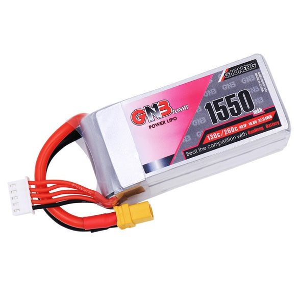 GNB 1550mAh 14.8v 4S 130C - XT60 Lipo Battery with Plastic Plate
