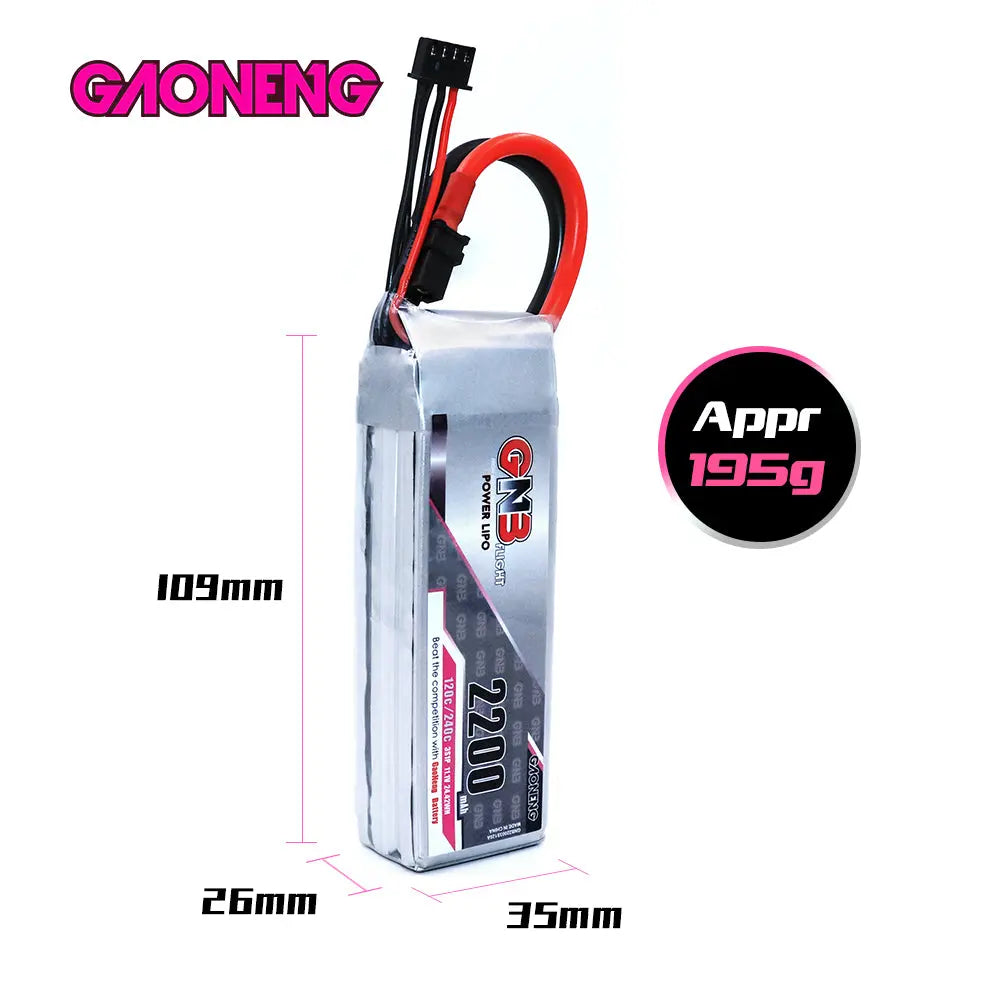 GNB 2200mAh 11.1V 3S1P 120C - XT60 Dimensions