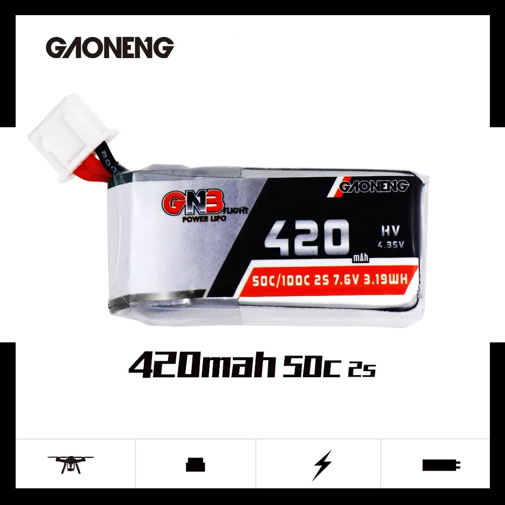 GNB 420mAh HV 7.6v 2S 50C - HV JST XH2.54 Lipo Battery - NewBeeDrone